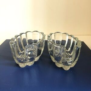 Pair of 2 Clear Glass Princess House HERITAGE Spoon Fork Rest Utensil Holder